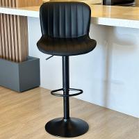 Kit 03 Banqueta Giratória Alta Encosto Bancada Cozinha Bar Preto - 9