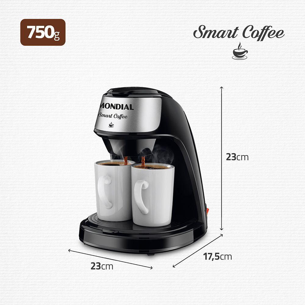 Cafeteira Elétrica Mondial Smart Coffe 500W C-42-2X-BI Preto/Inox 110V - 6