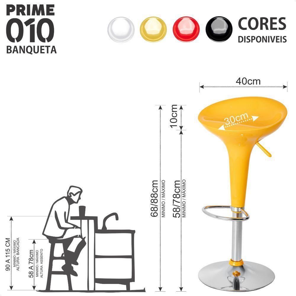 Kit 03 Un Banquetas Giratória Alta Tulipa Lotus Assento Abs Amarelo - 3