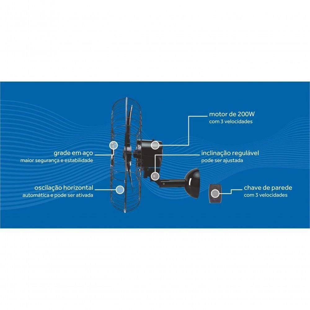 Ventilador De Parede 60cm Premium Preto Ventisol Bivolt - 6