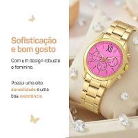 Relogio Banhado Infantil Aco Inox + Pulseira Oculos + Caixa Moda Losango Original Pingente Casual - 7