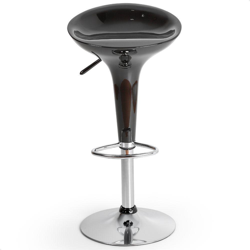 Kit 04 Un Banquetas Giratória Alta Tulipa Lotus Assento Abs Preto - 2