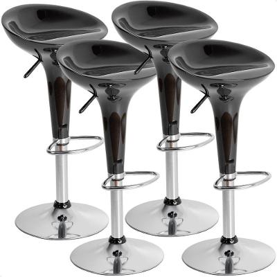 Kit 04 Un Banquetas Giratória Alta Tulipa Lotus Assento Abs Preto