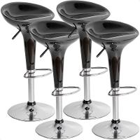 Kit 04 Un Banquetas Giratória Alta Tulipa Lotus Assento Abs Preto - 1