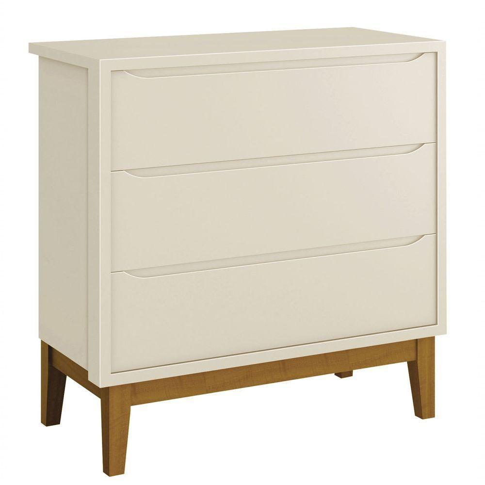 Jogo De Quarto Para Bebê Completo 2 Portas Classic New Areia Fosco Com Madeira - Reller - 4