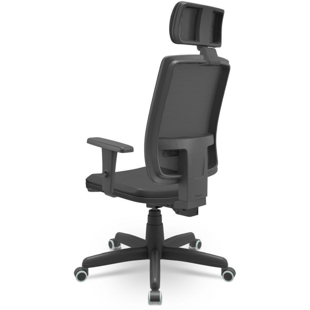Cadeira De Escritório Presidente Executiva Giratória Com Apoio De Cabeça Brizza Tela Presidente Vinil Backplax Preto - 2