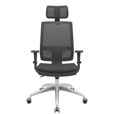 Cadeira De Escritório Presidente Executiva Giratória Com Apoio De Cabeça Brizza Tela Presidente Vinil Backplax Preto