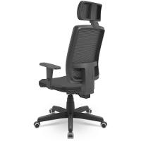 Cadeira De Escritório Presidente Executiva Giratória Com Apoio De Cabeça Brizza Tela Presidente Vinil Backplax Preto - 2