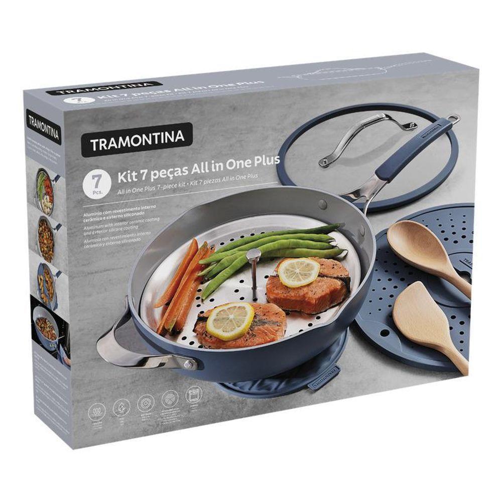 Kit 7 Peças All In One Plus Tramontina Com Revestimento Interno Cerâmico E Externo Siliconado - 4