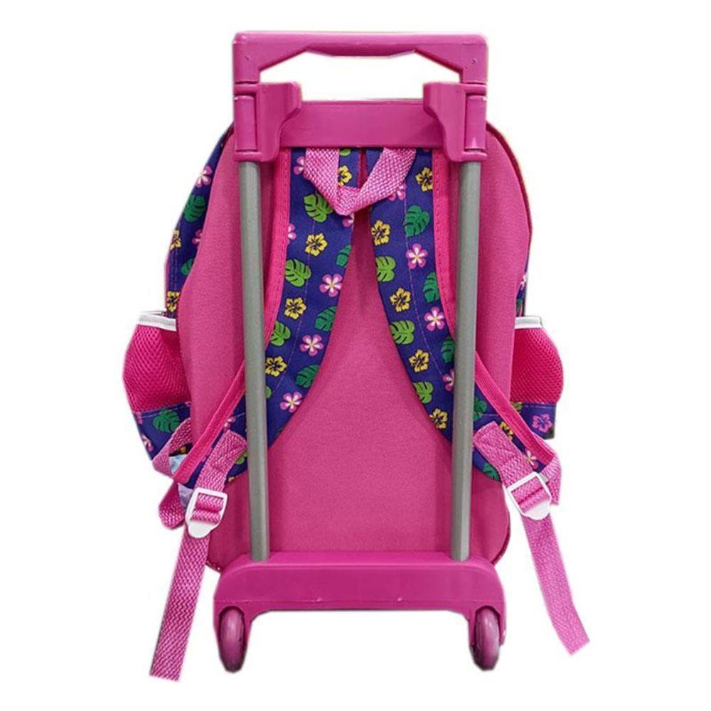 Mochila Escolar Infantil Com Rodinhas Stitch Flor - Gv Bolsas - 2