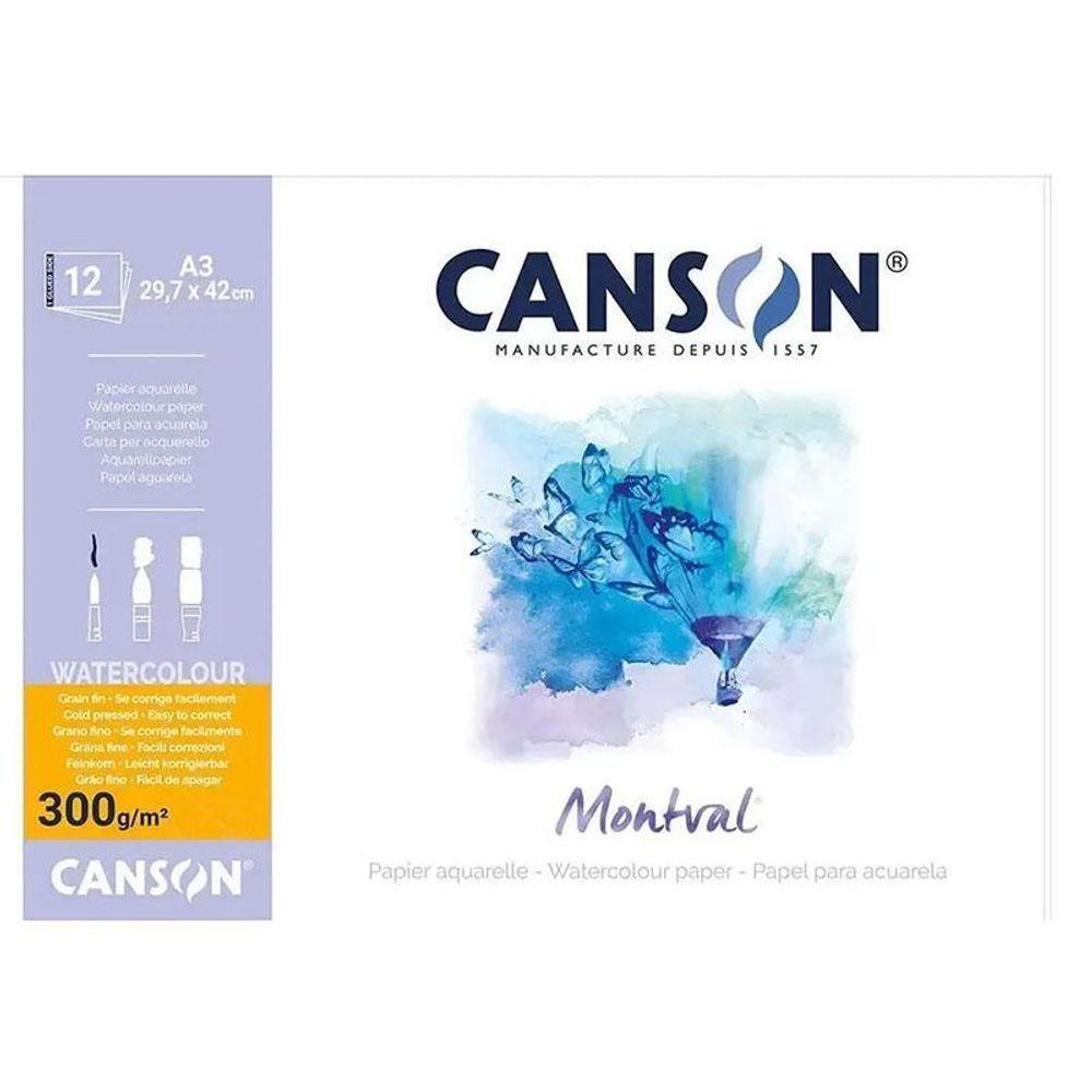 Bloco De Papel Para Aquarela Montval A3 12 Folhas 29,7x42m - Canson - 1