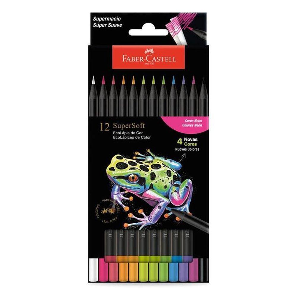 Lápis De Cor Ecolápis Supersoft 210744 12 Cores Neon - Faber Castell - 1