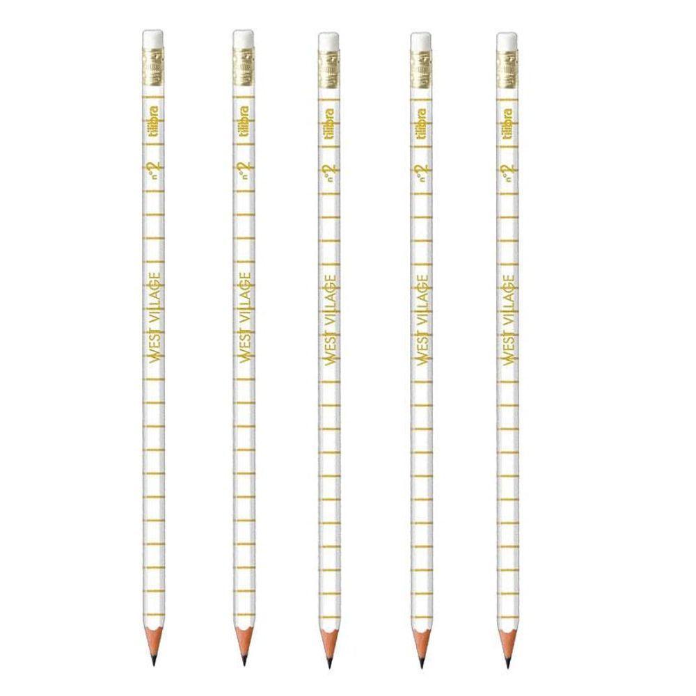 Lápis De Escrever West Village Branco Com Borracha 5 Unidades - Tilibra - 1