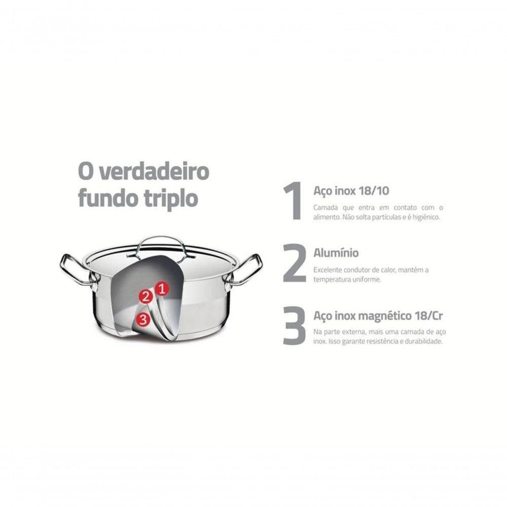 Caçarola Funda Tramontina Professional 16cm Em Aço Inox Com Detalhe Satinado - 3