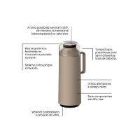 Garrafa Térmica Tramontina Exata Bege Com Ampola De Vidro 1 Litro - 3