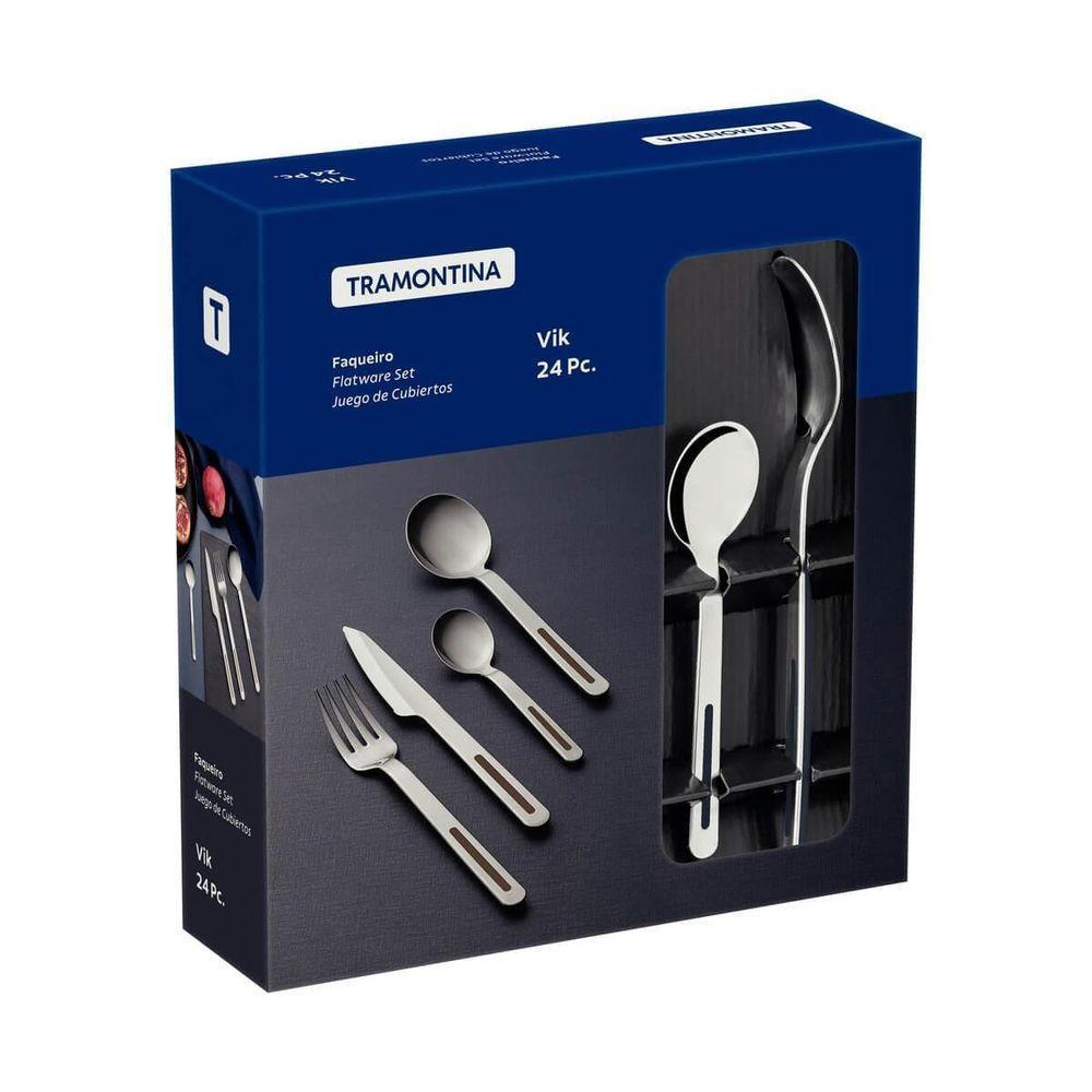 Faqueiro Tramontina Vik 24 Peças Em Aço Inox ônix - 4