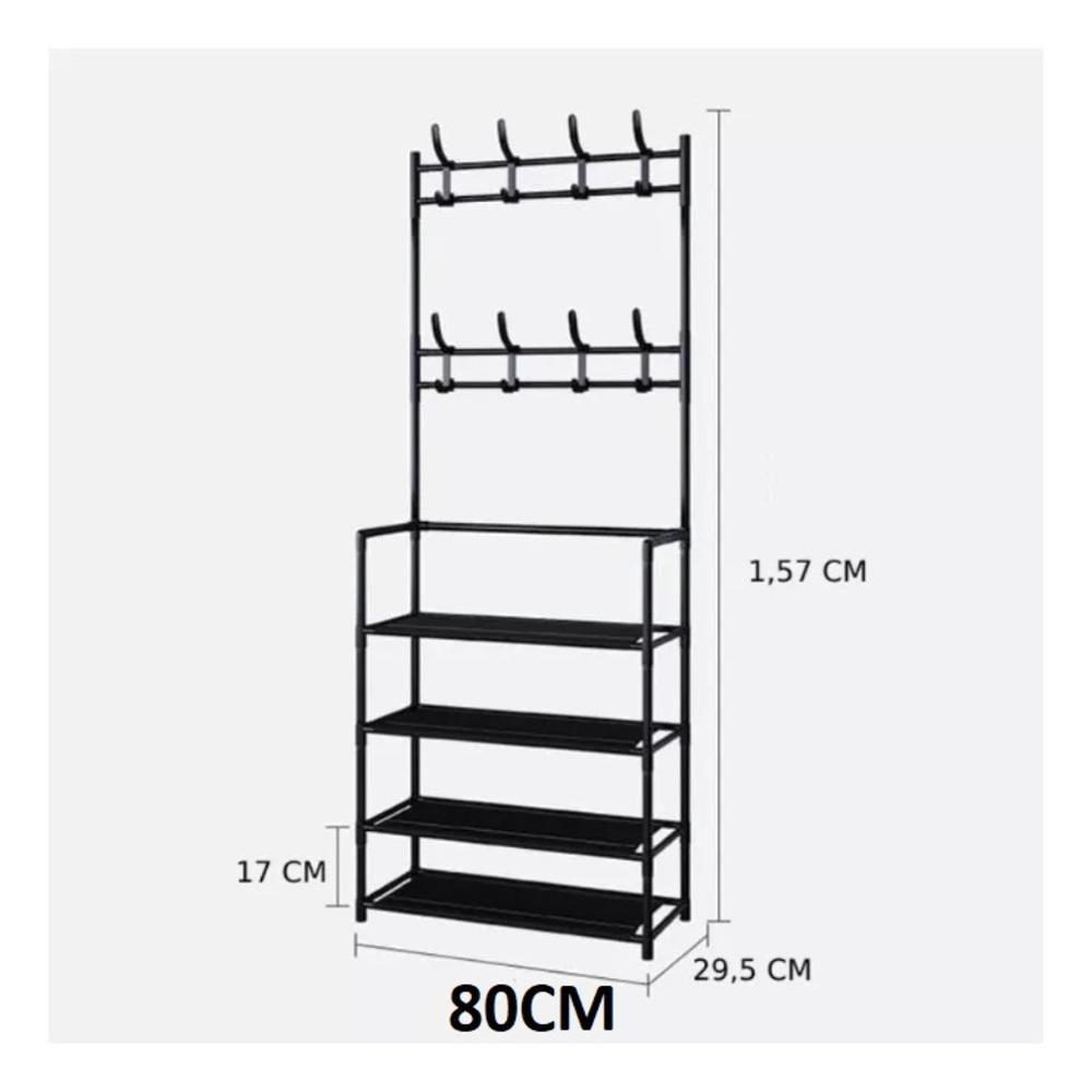 Estante 4 Prateleiras Arara Guarda Roupa Sapateira Grande Armario Organizador Cabideiro Portatil - 6