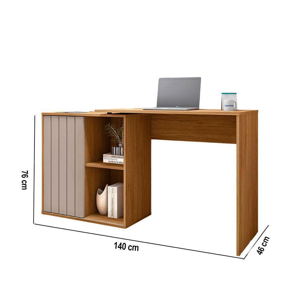 Escrivaninha Mesa Computador 140cm Tamires C01 - D'rossi Bege Amarelado-cinza - 3