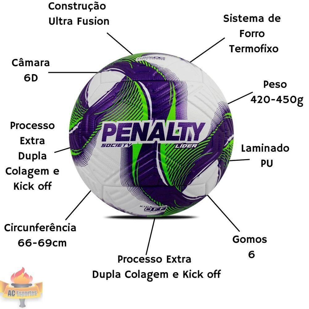 Bola De Futebol Society Penalty Líder Xxv Branco + Verde - 2