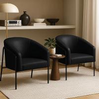 Poltrona Sala Industrial Alta Preto Kit 2 Stella Sintético Pu D03 - D'rossi Preto - 1