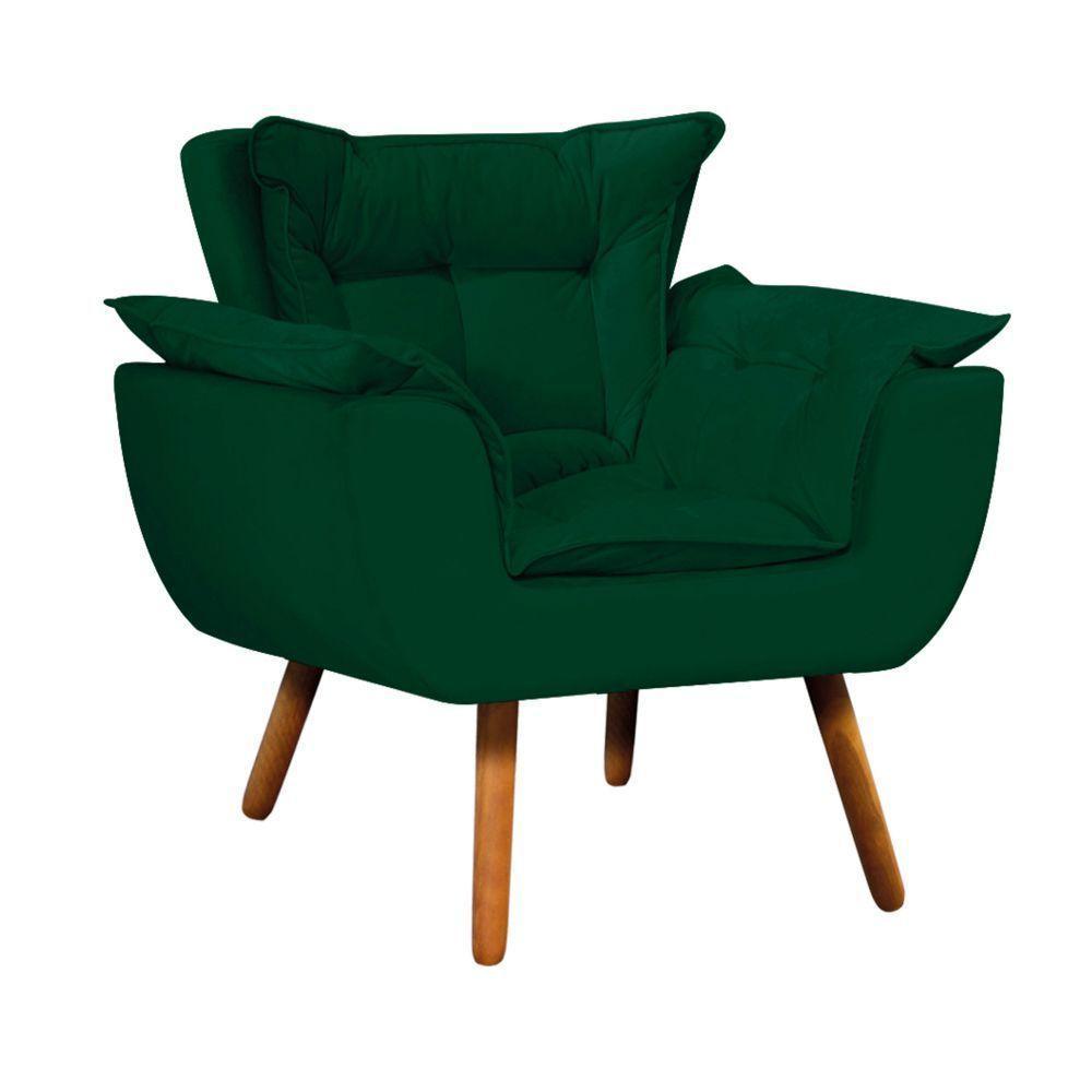 Poltrona Odisseia Suede Pés Palito Castanho D'rossi Verde - 8