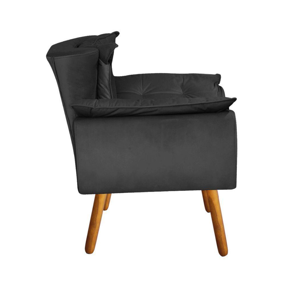 Poltrona Odisseia Suede Pés Palito Castanho D'rossi Preto - 4