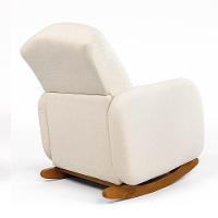 Poltrona Amamentação Balanço Madeira E Puff Jhessy Bouclê R04 - D'rossi Bege - 6