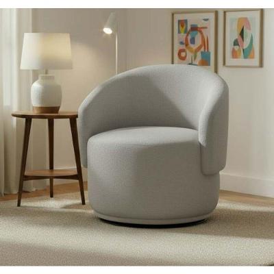Poltrona Decorativa Giratória Sala De Estar Recepção Jasmine Linho Cinza Claro