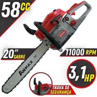 Motosserra Anmax Cs5800a à Gasolina 2t 58cc 3,1hp Sabre 20'' Ponta Rolante Profissional + Óleo Castrol Stihl 500ml - 2