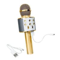 Microfone Karaoke Bluetooth Portatil Infantil Sem Fio Alto Falante Show Festa Escola Youtuber Dourado - 9