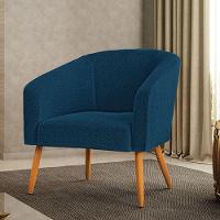 Poltrona Decorativa Pé Palito Castanho Stella Bouclê D03 - D'rossi Azul - 1