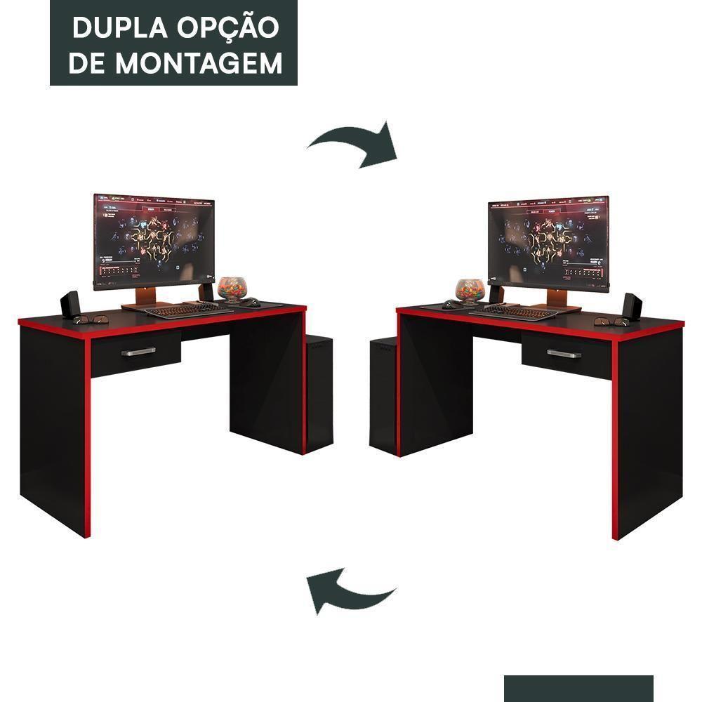 Mesa Para Computador Desk Gamer Drx-9000 Preto Trama-vermelho - Móveis Leão - 3