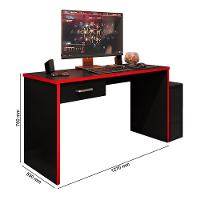 Mesa Para Computador Desk Gamer Drx-9000 Preto Trama-vermelho - Móveis Leão - 4