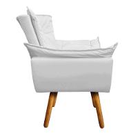Poltrona Opala Corino Branco Pés Palito Castanho D'rossi - 4