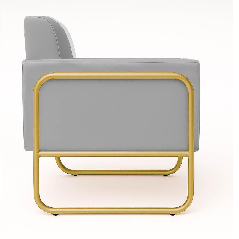 Poltrona Sala Industrial Alta Tubo Dourado Elisa Suede D03 - D'rossi Cinza - 6