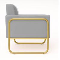 Poltrona Sala Industrial Alta Tubo Dourado Elisa Suede D03 - D'rossi Cinza - 6