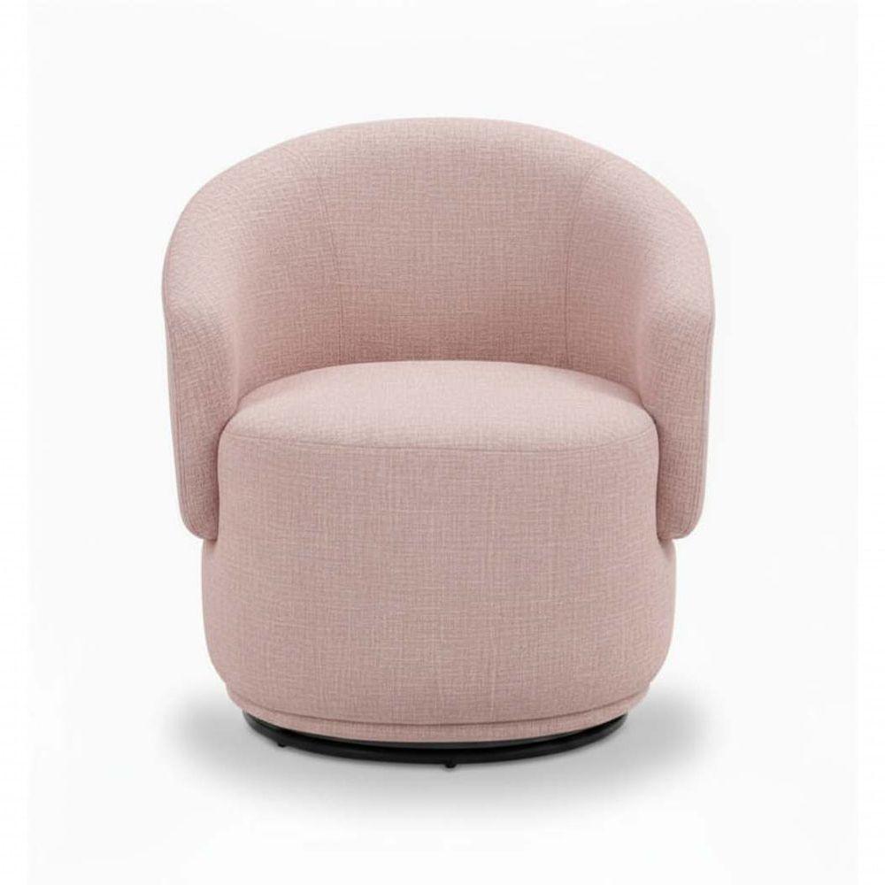 Poltrona Decorativa Giratória Sala De Estar Recepção Jasmine Linho Rosê - 2
