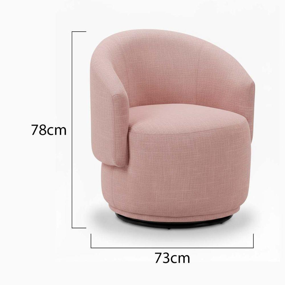 Poltrona Decorativa Giratória Sala De Estar Recepção Jasmine Linho Rosê - 3