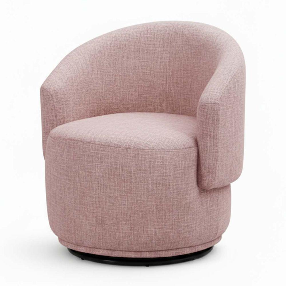 Poltrona Decorativa Giratória Sala De Estar Recepção Jasmine Linho Rosê - 4