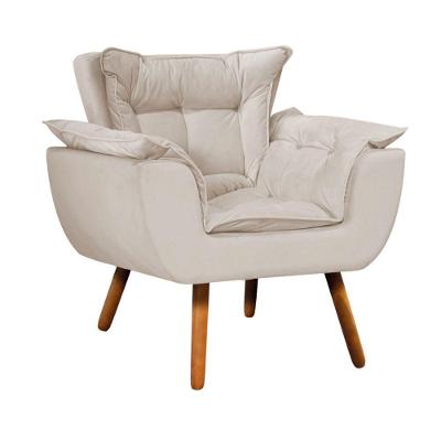 Poltrona Odisseia Suede Pés Palito Castanho D'rossi Bege