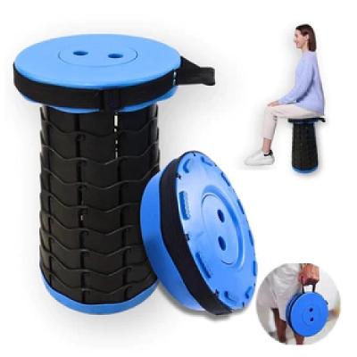 Cadeira Banco Dobravel Alca Bolsa Banqueta Retratil Acampamento Praia Pesca Fila Idoso Crinca Adulto Azul