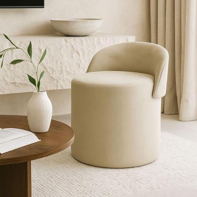 Puff Banco Orgânico Encosto Redondo Sala Estar Quarto Suede Bege