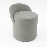 Puff Encosto Confortável Sala Estilo Moderno Redondo Suede Cinza - 1