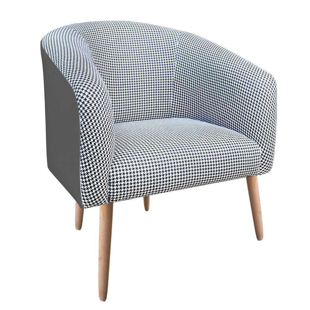 Poltrona Stella Linho A72 Com Corino Pés Palito Natural D'rossi Grafite - 1