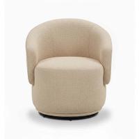 Poltrona Decorativa Giratória Sala De Estar Recepção Jasmine Linho Bege - 2