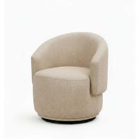 Poltrona Decorativa Giratória Sala De Estar Recepção Jasmine Linho Bege - 4
