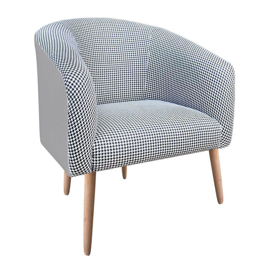 Poltrona Stella Linho A72 Com Corino Pés Palito Natural D'rossi Cinza - 1