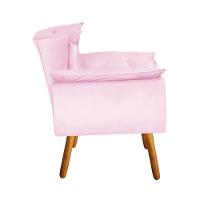 Poltrona Odisseia Suede Pés Palito Castanho D'rossi Rosa Bebê - 3