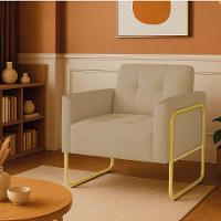 Poltrona Sala Industrial Alta Tubo Dourado Elisa Suede D03 - D'rossi Marrom Rato - 1