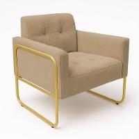 Poltrona Sala Industrial Alta Tubo Dourado Elisa Suede D03 - D'rossi Marrom Rato - 5